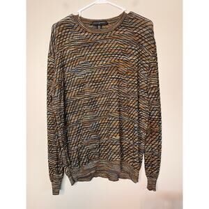 Jhane Barnes Silk Cotton Blend Rainbow Zig Zag Coogi Style Old Money Sweater M